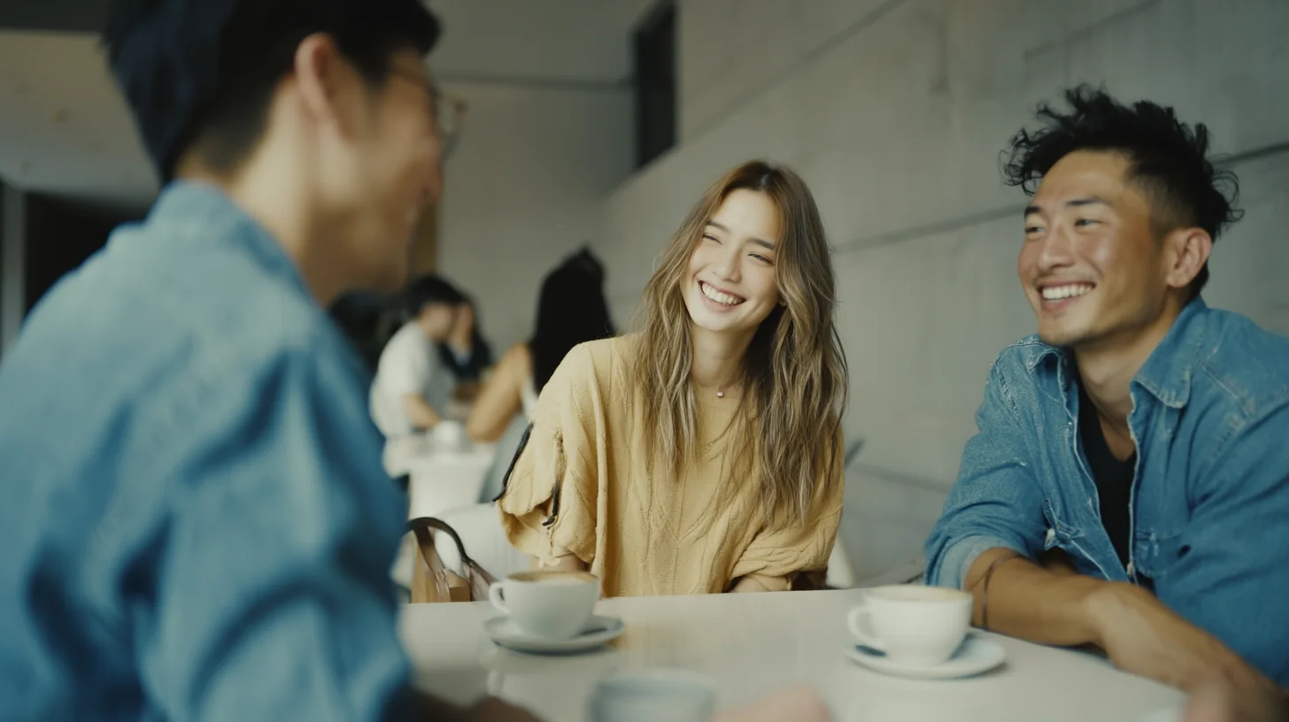 Young professionals in conversation over coffee